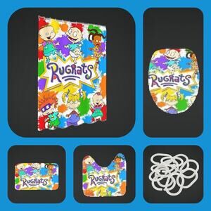 4 Piece Character Bathroom Shower Curtain and Rugs Set with Hooks